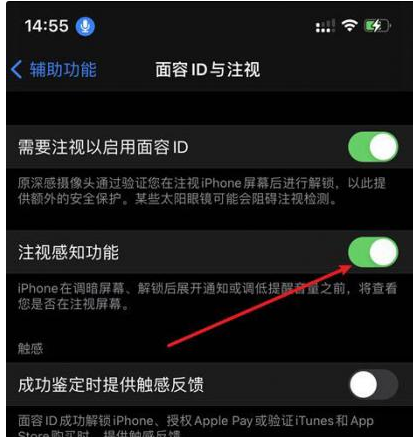 日照苹果14维修网点分享iPhone14注视感知功能有什么用 