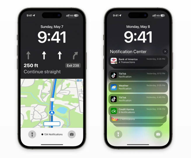 日照苹果维修服务分享iOS17锁屏地图导航半屏显示长什么样 